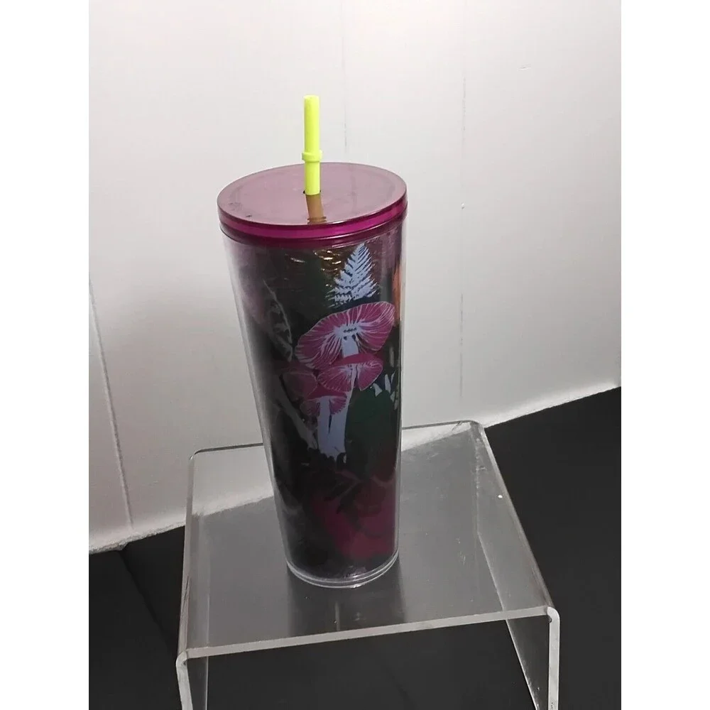 starbucks tumbler Copper Foil Mushroom Print 24 Oz